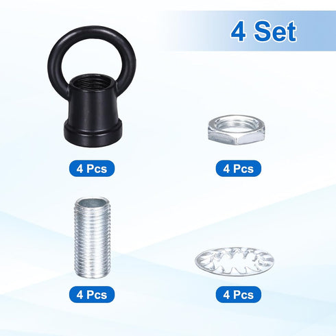PATIKIL 18Lb 4 Set M10 1 1.1 Inch) Load Lamp Female Loop Holder, Lifting Eye Fine Thread Nut Hook Ring Shape Structural