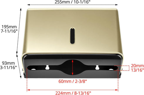 2 Pack Commercial QWORK Paper Towel Dispenser Wall Mount, Gold Painted Finish Multifold Hand Towel Dispenser, Tri-fold