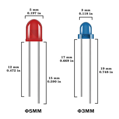 24 5MM 3MM Values Multicolor LED Light Emitting Diodes Kit White Red Blue Yellow Green Orange Purple Transparent Round