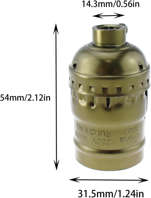 TAODAN 2PCS E26/E27 Old Style Aluminium Lampholders, Industrial Lampholder, Lamp Replacement for Floor Lamp, Table