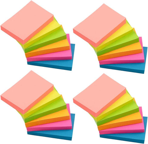 VANZAVANZU Self-Stick Notes, 2x3 in, 24 Pads, 100 Sheets/Pad, 6 Bright Colors, Easy Post Notes