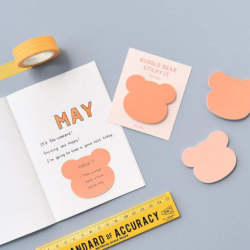 Monolike Bubble Bear Sticky-it, 8p Set Self-Adhesive Memo Pad, 30 Sheets