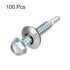 uxcell #14 x 1-1/2" Self Drilling Screws, 100pcs Zinc Plated Steel Roofing Screws with Rubber Washer for Metal