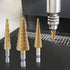 Aleric Step Drill Bit Set, Titanium Coated, High Speed Steel Cone Bits for Sheet Metal Hole Drilling, 3pcs