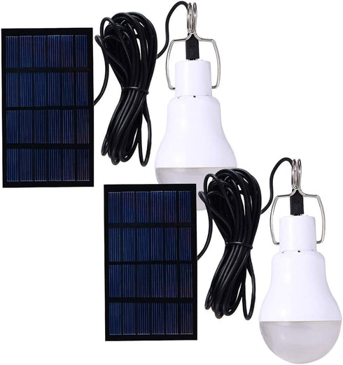 Solar Powered Lamp Portable LED Bulb Lights, Solar Energy Panel LED Lighting for Camp Tent, Night Fishing, Emergency