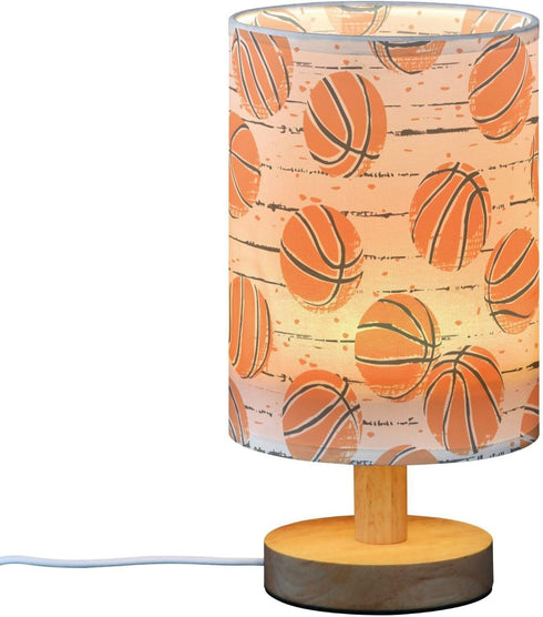 Generic Basketball Lines Pattern Small Desk Lamp for Bedroom Nightstand Bedside Lamps with USB Table Lamp with Fabric