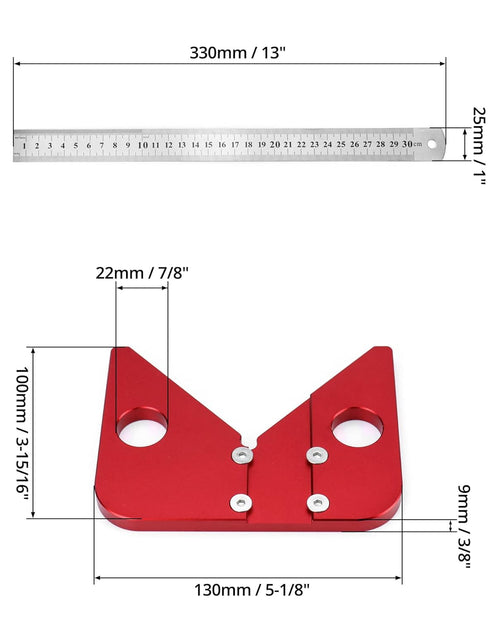 QWORK Center Scribe Gauge, Aluminum Center Finder Ruler, 45/90 Liner & Circle Center Measuring Tool