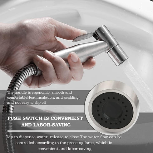 BUYGOO Handheld Bidet Sprayer for Toilet - Adjustable Water Pressure Control with Bidet Hose for Feminine Wash
