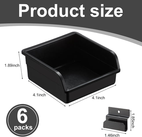 6 Pcs Slatwall Bins with Hooks Set, Small Wall Mounted Storage Bins for Organizing Accessories, Tools, Office, Garage