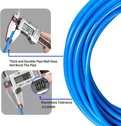 Pneumatic Tubing Blue PU Air Hose Pipe Tube Kit, 6mm OD 4mm ID 39.4ft/12 Meter for Air Line or Fluid Transfer