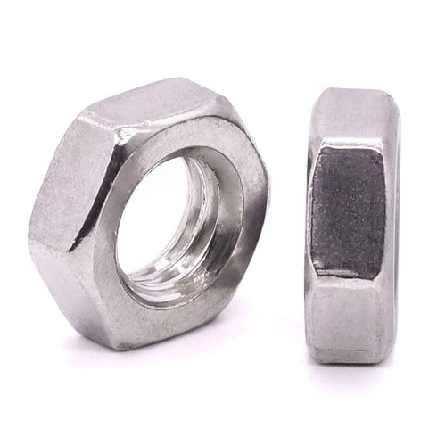 EASTLO 1/4-20 304 18-8, 50 UNC Stainless Steel Thin Hex Nuts Hexagon Jam Nuts, Stainless Steel Full Thread, Coarse