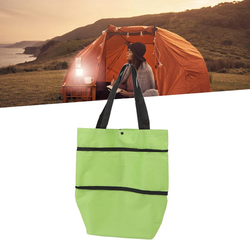 MUNEFE Oxford Shopping Pull Cart, Wheeled Shopping Bags, Portable Shopping Cart for Grocery Shopping, Travel, Beach