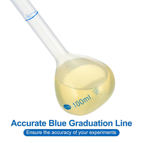 PATIKIL 100ml Volumetric Flask, 2 Pack Polypropylene Graduated Measuring Flask with Plug Cap for Laboratory Experiment