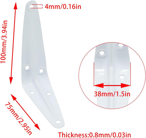 Mormchlots 24Pcs 4 3 Inch x White Shelf Brackets, Heavy-Duty Metal Steel Corner L Brackets for Shelves Shelf