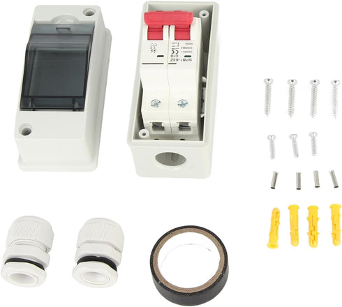 Miniature Circuit Breaker for Solar Panels Outdoor Waterproof Solar Disconnect Switch with IP65 Rating DIN Rail Enclosure and RV Breaker Box for DC500V (16A) by Walfront