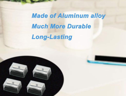 WEKOL Metal Dual Pencil Sharpener Aluminum alloy Manual Sharpeners with Acrylic Cover,4Pcs Sharpener Blades Included,Silver by WEKOIL