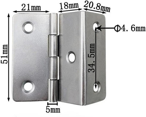 OQWKYK 2 Inch Hardware(51X15x1.0 One-Piece Eight Holes Triple Fold Hinge Iron Hinge for Cabinet Bedside Table Furniture