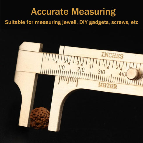 Brass Pocket Caliper with Double Scale Sliding Gauge Bead Measuring Tool Millimeter Gauge Mini Brass Vernier Caliper Brass Ruler, Gold Ruler for Measuring Jewelry(100mm)