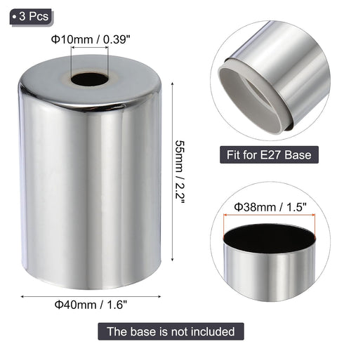 E27 3 (1.6" ODx2.2 PATIKIL Lamp Socket Cup, Pcs Lamp Bases Holder Covers Sleeves Decorative Lighting Accessories