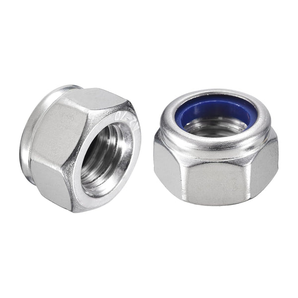 uxcell 10Pcs M8 x 1.25 Nylon Insert Hex Lock Nut, Carbon Steel Self-Locking Stop Nut for Industrial Construction