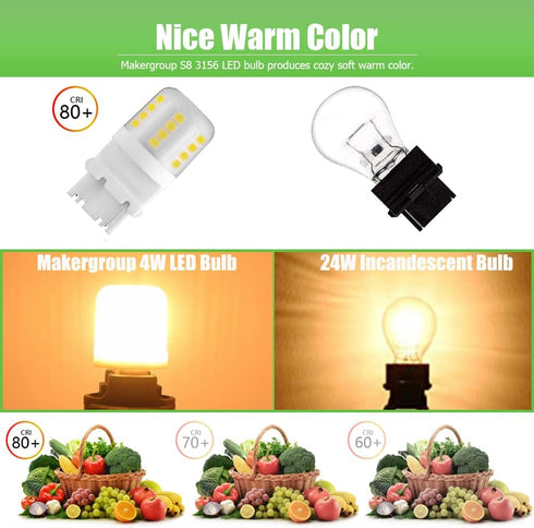 S8 3156 Wedge Base LED Light Bulbs 12VAC/DC Low Voltage for Outdoor Landscape Lighting 4W Warm White 2-Pack