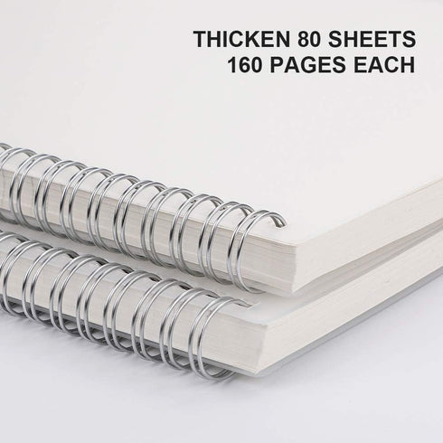 RETTACY Blank Journal Notebook 2-Pack - B5 Blank Spiral Notebook with 160 Pages per Pack, 100 GSM Premium Acid-Free Paper, Sketch Book for Drawing, Painting, Illustration, Artist, 7.3" × 10" by RETTACY