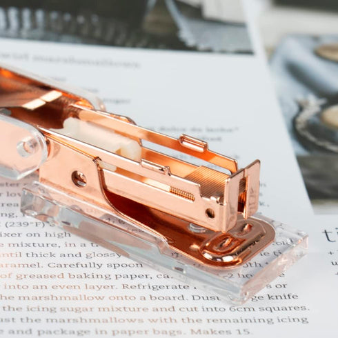 Rose Gold Mini Stapler with Clear Acrylic Body, 18 Sheets Capacity, Cute Stapler for Office, School