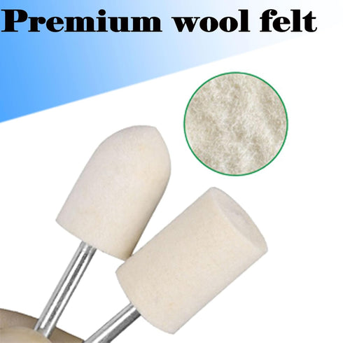 Luo ke 24 Pcs Wool Felt Polishing Bits - 3/32'' Shank Buffing Polishing Kits for Rotary Tools, includes Dremel