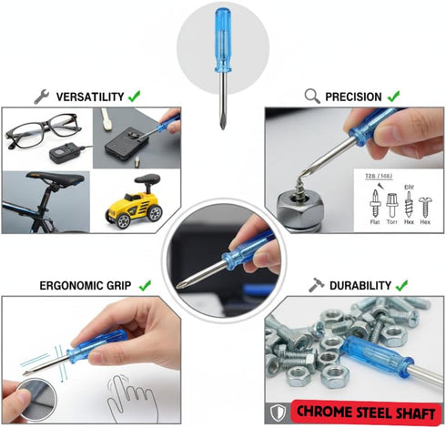 Gadgetime USA Set, Pack 6, 3 mm 2 mm 1.6 mm, Mini Screwdriver of Cross and Flat Tip Sizes Repair Tools with Anti-Slip