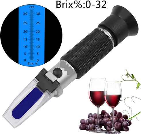 VGVGV 0-32% Brix Refractometer, Handheld Refractometer Sugar Concentration Meter Densimeter Brix Saccharimeter Sugar