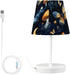 CWUPZAY 3 Dimmable Bedside Table Lamp for Bedroom Moths Mushrooms Moon Nightstand Lamp Small with Fabric Shade LED Way