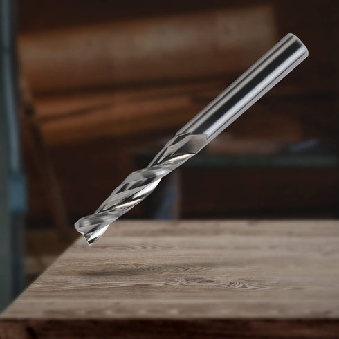 Upcut Spiral CNC Bit, Solid Carbide Straight Router Bit, 3/8" Cutting Dia, 3/8" Shank, 2" Cutting Length, CNC Router