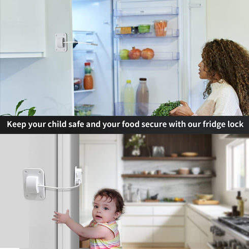 Fridge Lock, Upgraded Refrigerator Lock Combination, Freezer Lock for Upright Freezer, Cabinet Lock with Code for Child Safety, Refrigerator Lock for Kids, White by Ougourim