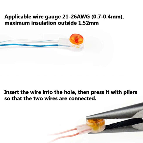 200PCS Waterproof Gel-Filled Orange Clear Button Telephone Wire Connectors, UY Butt Splice Connector K1