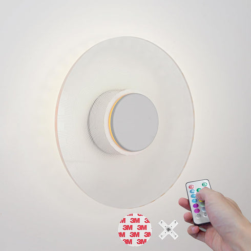 Dimmable Remote Control Acrylic Wall Sconce Battery Wall Hanging Wall Lamp No Wiring Needed, Color Changing and RGB LED