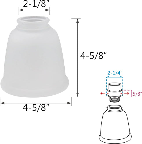 Aspen Creative 23045-4 2-1/8" 4-5/8" 4-5/8" 4 Pack Transitional Style Bell Shaped Frosted Replacement Glass Shade