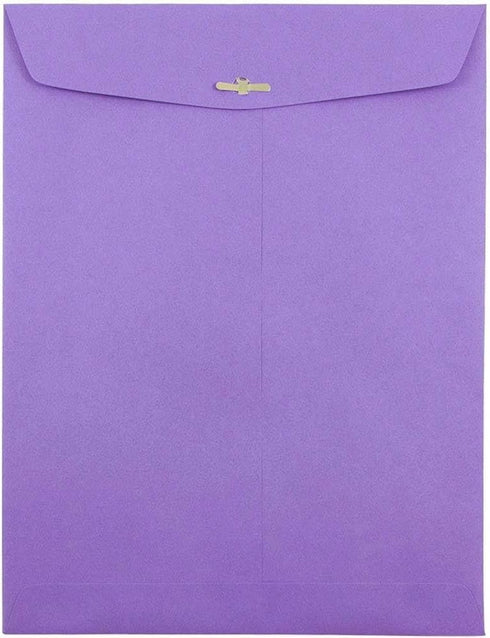JAM PAPER 9 x 12 Colored Envelopes with Clasp Closure - 100/Pack - Violet Purple Recycled