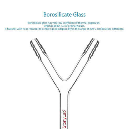 stonylab Glass Connecting Adapter, Borosilicate Glass 8 mm O.D. Y-Shaped 3-Way Connection Tube for Laboratory Air Flow