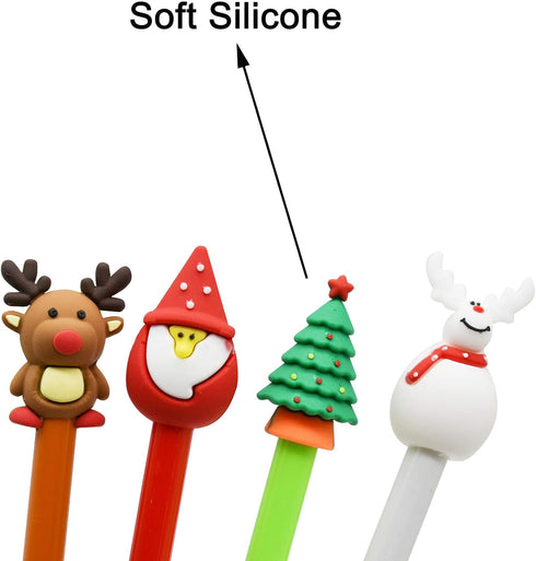 Maydahui 28 PCS Christmas Series Rollerball Pens, Black Gel Ink, Christmas Tree, Snowman, Reindeer, Santa Claus Style