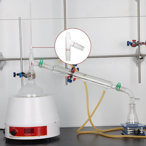 StonyLab 3 Way Distilling Thermometer Adapter with 19/22 Joints and Screw Cap