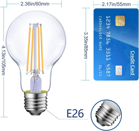 Dimmable E26 LED Light Bulbs,40 Watt Equivalent,Warm White 2700K Classic Clear Glass A19 LED Filament Bulb Pack of 6 by liveMAX