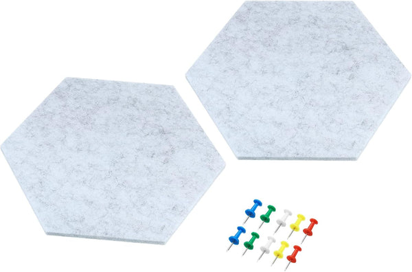 PATIKIL Hexagon Felt Board Tiles, 2 Pack Large Self Adhesive Wall Bulletin Pin Board for Home Office Classroom