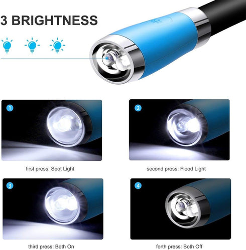 4 Bulbs, 3 Book Light, Neck Reading Light, USB Rechargeable, Hands Free, Super Bright LED Adjustable Brightness, Best