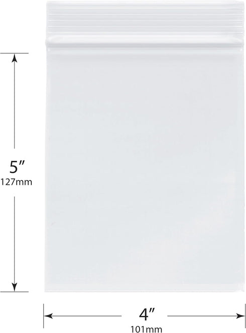 Plymor 2 Mil Zipper Reclosable Plastic Bags, 4" x 5" (Case of 1,000)