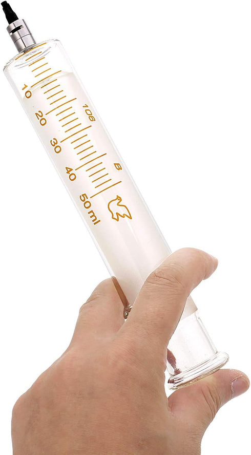 1 Pack Glass Syringes with Caps 50cc/ml for Lab Laboratory