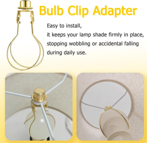 Bulb 2 Pack Lamp Shade Light Clip Adapter, Lampshade Holder Include Finial and Leveller to Securely Fit Lamp Shades