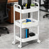 Vamelia 3-Tier Rolling Utility Cart Metal Cart with Lockable Wheels for Office, Living Room, Kitchen, White