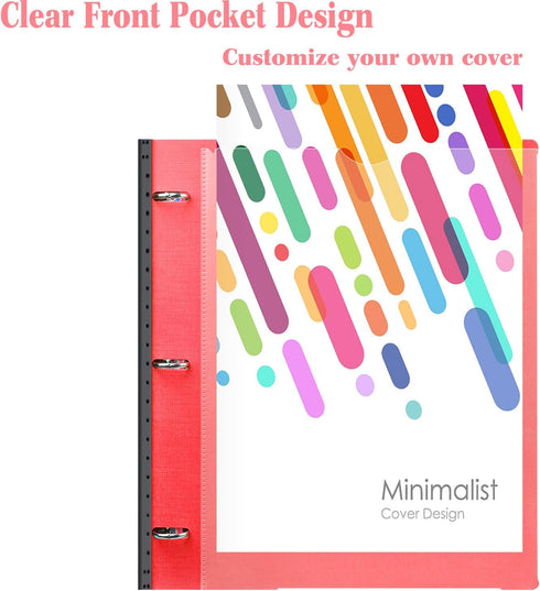 INFUN 1 Inch Telescoping 3 Ring Binder - 4PCS, Flexible Round Binder with Customizable Front Cover