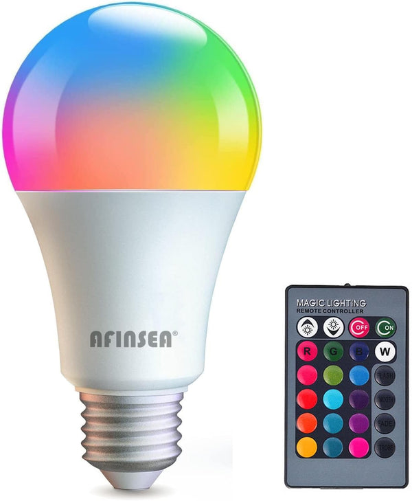 RGB Color Changing Light Bulbs, 9W Warm White 6500K, 40W Equivalent, 16 Color Multicolor A19 E27/E26