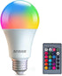 RGB Color Changing Light Bulbs, 9W Warm White 6500K, 40W Equivalent, 16 Color Multicolor A19 E27/E26